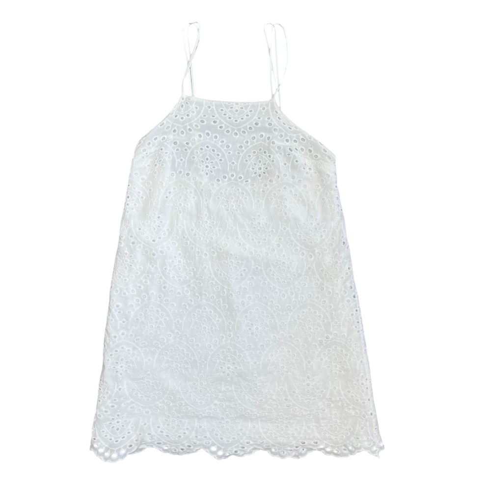 Kimchi Blue White Eyelet Mini Dress Scalloped Hem‎ Double Strap Small